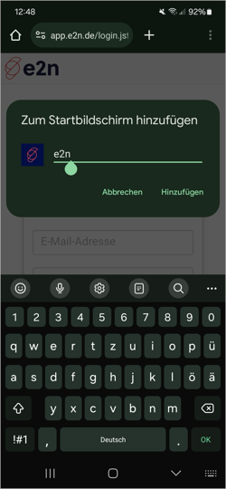 Android > Browser > Einstellungen > Zum Sperrbildschirm hinzufügen > Benennen