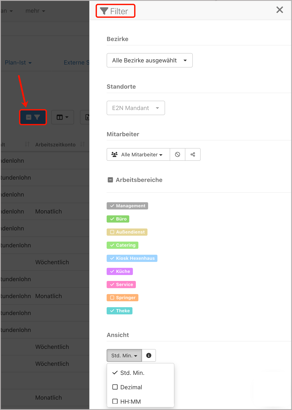 Auswertungen > Filter