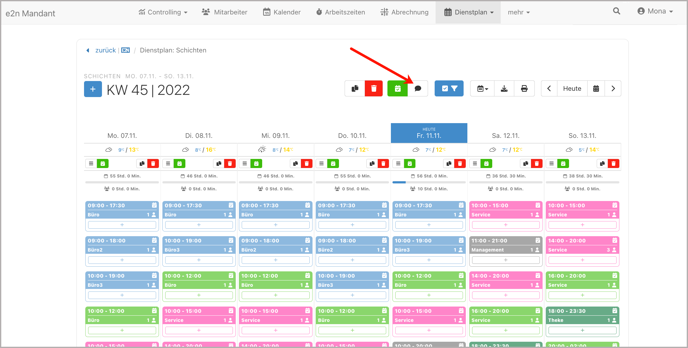 Dienstplan > Nachricht versenden