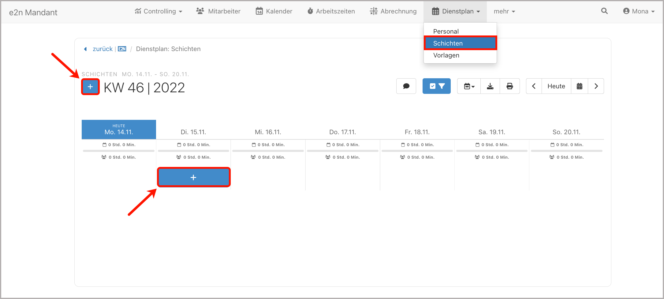 Dienstplan > Schichten erstellen 11.52.52
