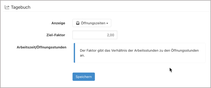 Einstellungen > Tagebuch > Öffnungszeiten