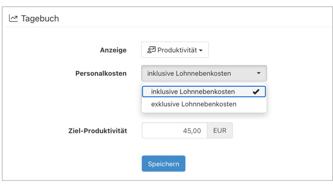 Einstellungen > Tagebuch > Produktivität