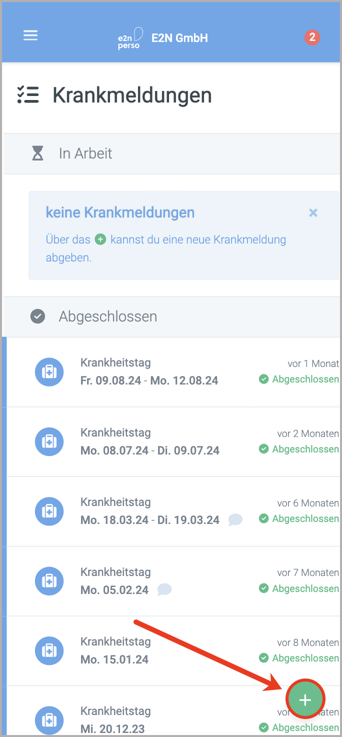 Krankmeldung erstellen