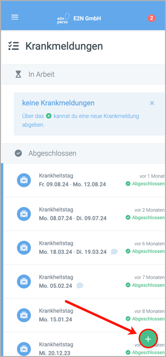 Krankmeldung erstellen