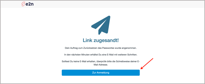 Manager-Anmeldung > Passwort vergessen > Link versandt