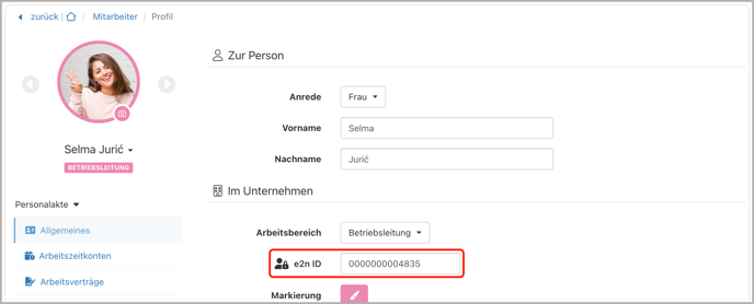 Mitarbeiter > Allgemeines > e2n ID