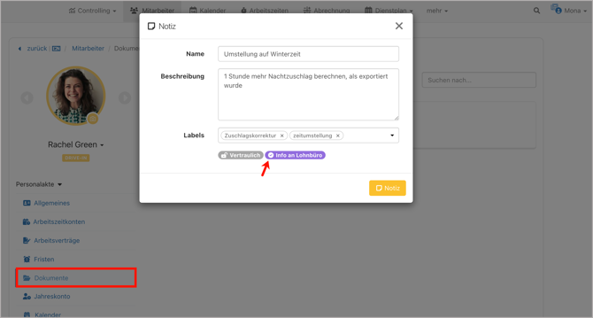 Notiz LoBü Zeitumstellung