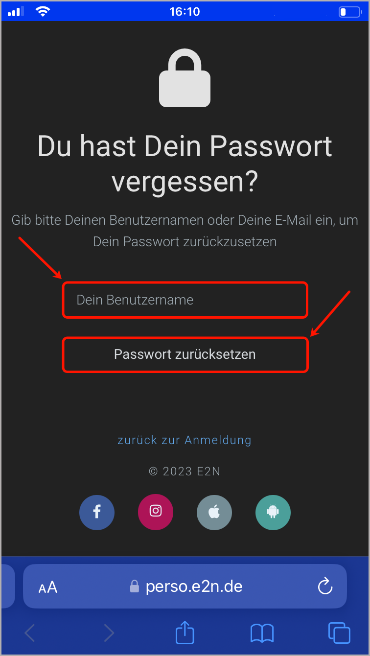 Passwort zurücksetzen