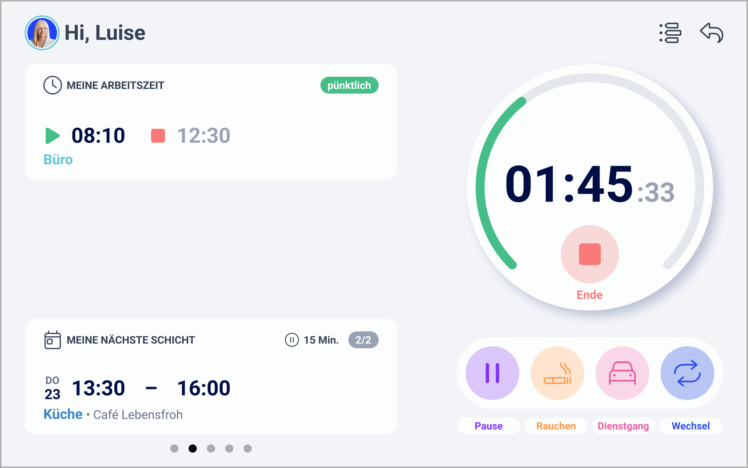 Terminal App > MA-Bereich > Kachel Meine Arbeitszeit