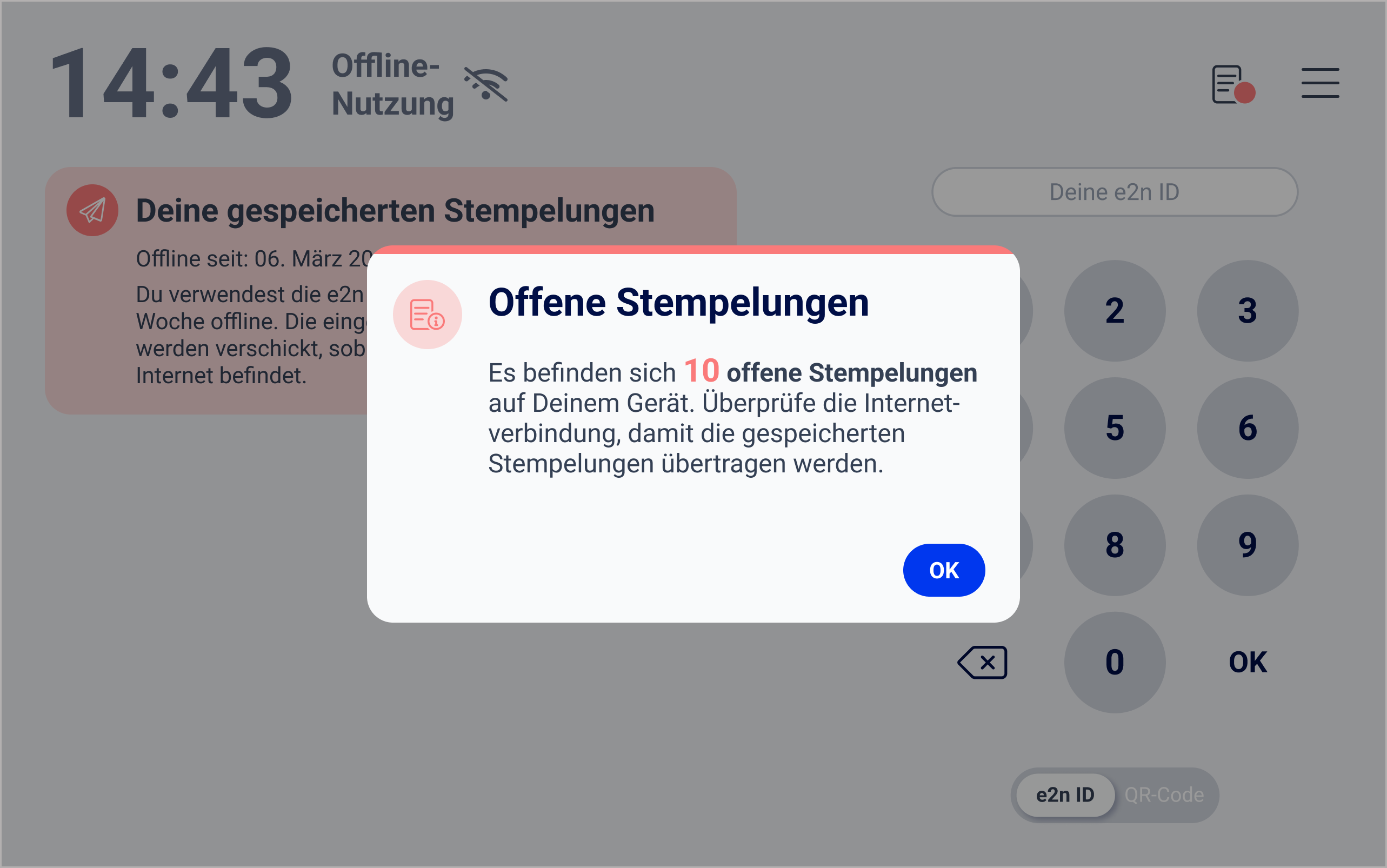 Terminal App > Offline-Modus