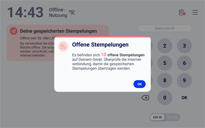 Terminal App > Offline-Modus