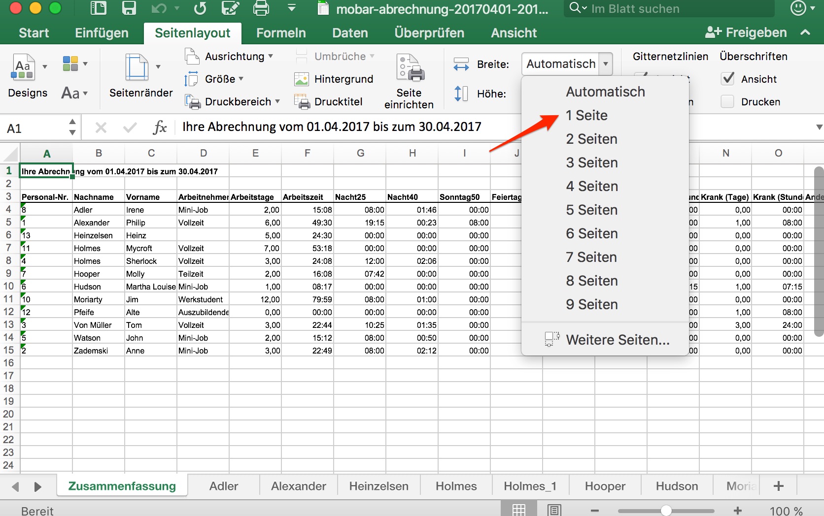 Wie excel tabelle auf eine seite drucken - Deutschland